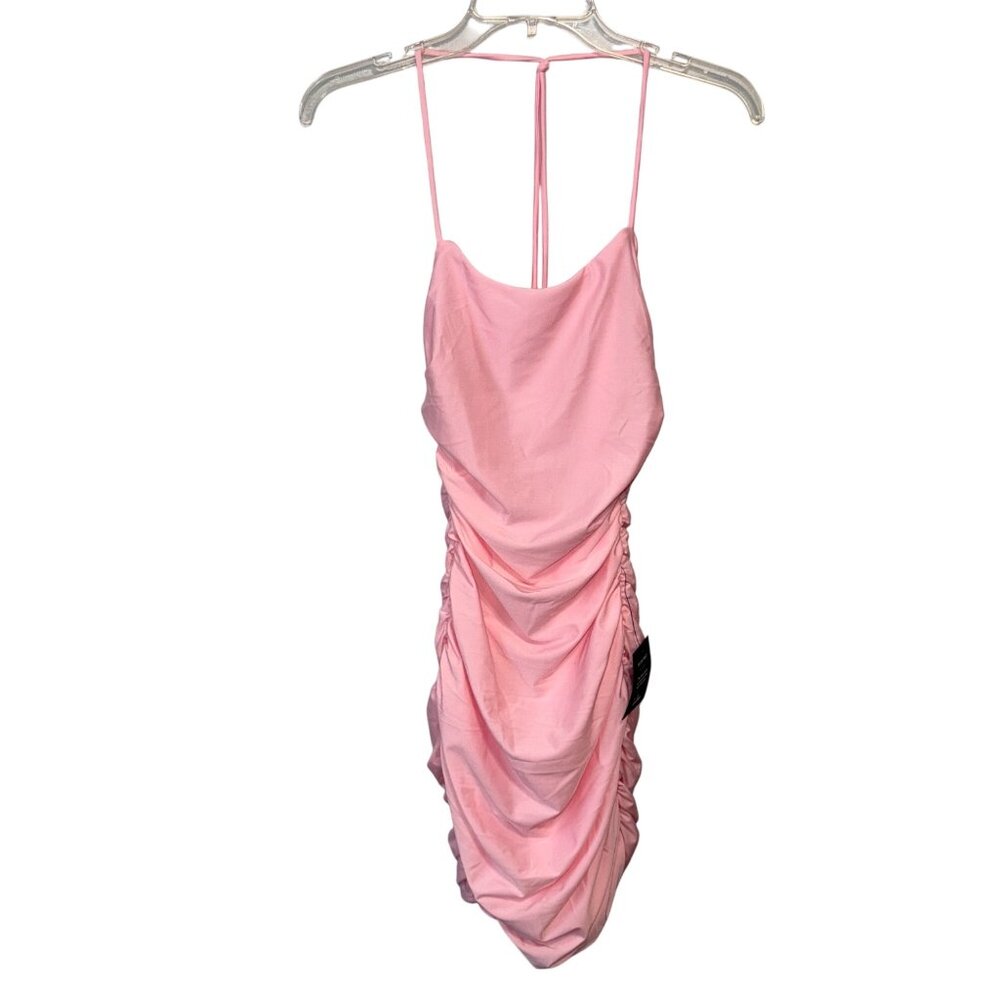 NWT Lulus Pink Ruched Mini Dress With Straps size XXS